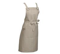 kela Delantal de cocina con bolsillo delantero 85 x 70 cm PURO, mezcla de lino lavable, delantal de cocina para mujer y hombre, sistema de atado, cinturón largo, beige lino