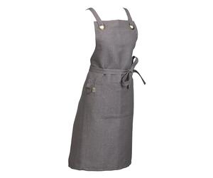 kela Delantal de cocina con bolsillo delantero 85 x 70 cm PURO, mezcla de lino lavable, delantal de cocina para mujer y hombre, sistema de atado, cinta larga para atar, gris
