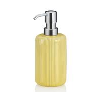 kela Dispensador de jabón AVA, 350 ml, dispensador de jabón Amarillo, cerámica, Botella Bomba, dispensador de detergente rellenable, Brillante
