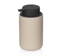 kela Dispensador de jabón Sana, 300 ml, diámetro de 9 cm, cerámica, Color Beige, Superficie de Goma, con Bomba Negra, 23951