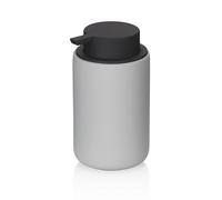 kela Dispensador de jabón Sana, 300 ml, diámetro de 9 cm, cerámica, Color Gris Claro, Superficie de Goma, con Bomba Negra, 23955