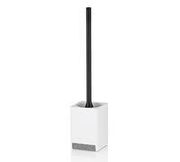 kela Escobilla para inodoro con recipiente 45,5 cm CUBE, escobilla para inodoro con cabezal intercambiable, juego de escobillas para inodoro, mango de acero inoxidable, blanco mate