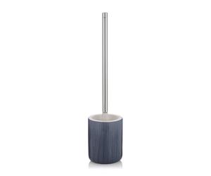 kela Escobilla para inodoro con recipiente de 44,5 cm AVA, escobilla para inodoro con cabezal intercambiable, juego de escobillas para inodoro, cerámica, mango de acero inoxidable, azul