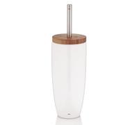 Kela 20960 - Escobillero de WC (cerámica y Madera de bambú), Color Blanco