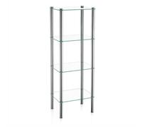 kela Estantería de baño 30 x 40 x 107 cm LARS, estantería de baño de metal de pie, 4 estantes, cristal de seguridad, cromada