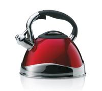 kela 11658 Hervidor de agua con silbato, Apto para inducción, 3 L, Acero inoxidable, Varus, Rojo