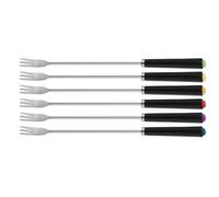 Kela Juego de Tenedores para Fondue de Queso Morena 6 Piezas de Acero Inoxidable/plástico, Plateado/Negro, 24.5 x 3 x 3 cm