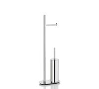 kela Juego de baño con portarrollos y escobillero de 76,5 cm, escobilla de baño con soporte cerrado LUCIDO, acero inoxidable brillante