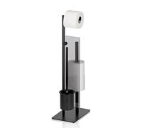 kela Juego de baño con portarrollos y portarrollos de repuesto de 71 cm, escobilla de baño negra con soporte abierto, disco separador STYLE, metal mate