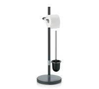 kela Juego de WC con portarrollos y escobillero 76,5cm, escobillero con portaescobillero abierto SINERIO, metal antracita-plata mate