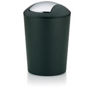 Kela Cubo de basura Marta – 5 l, plástico, tapa basculante para baño, negro mate