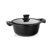 kela Olla de inducción de 24 cm con tapa de cristal STELLA NOVA, olla grande de 3,5 l con sistema de control de aceite, fundición de aluminio recubierta, mango suave al tacto