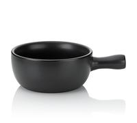 kela 66575 Cazuela para fondue de queso, Cerámica resistente al fuego, Diámetro: 22,5 cm, 2 L, Basel, Negro