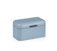 kela Panera con orificios de ventilación, 30 x 18 x 16,5 cm, Frisca, metal | Azul, 8 agujeros de ventilación integrados, pequeña panera con tapa abatible, caja de almacenamiento de pan, panera de metal