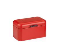 kela Panera de metal con orificios de ventilación, 30 x 18 x 16,5 cm, pequeña panera con tapa abatible, FRISCA, caja para guardar pan, color rojo