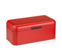 kela Panera de metal con orificios de ventilación, 42,5 x 22,5 x 17,5 cm, panera grande con tapa abatible, FRISCA, caja para guardar pan, color rojo