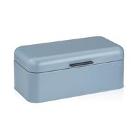 kela Panera de metal con orificios de ventilación, 42,5 x 22,5 x 17,5 cm, panera grande con tapa abatible, FRISCA, caja para guardar pan, color azul