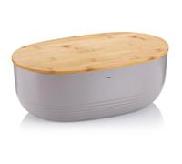 kela Panera gris con orificios de ventilación en la tapa de bambú 37,5 x 23 x 14 cm, panera de plástico, NAMUR, caja para guardar pan