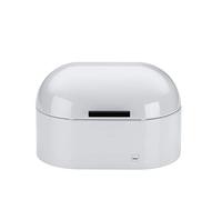 kela Panera metálica con orificios de ventilación 25 x 15 x 17 cm, panera pequeña con tapa abatible, FRISCOLINO, caja para guardar pan, blanco brillante
