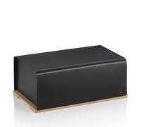 kela Panera negra 38 x 23 x 16 cm, con revestimiento de bambú FSC como tabla de cortar, caja de metal mate, Kiril, caja para guardar pan