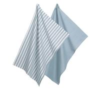 kela Paños de cocina - 50 x 70 cm - azul gris - blanco - algodón - bambú - Juego de 2 unidades