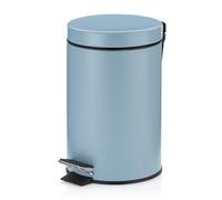 kela papelera cosmética azul 3l, papelera metálica con pedal baño, papelera de baño con cubo interior y asa de transporte, MONACO, azul escarcha mate