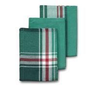 kela - Pasado Paño de cocina, 100% algodón, color verde esmeralda, 3 piezas, 65 x 45 cm