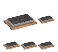 kela Piedra caliente con bandeja para servir, parrilla de piedra, tabla para filetes de piedra volcánica 24 x 16 x 4 cm, parrilla de piedra caliente, COUNTRY (Paquete de 5)