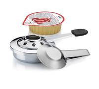 kela Quemador para fondue con pasta combustible para fondue, ponche caliente VESUV, recipiente de acero inoxidable para pasta combustible, 80 g de pasta combustible de etanol para fondue