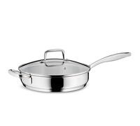 kela Sartén de acero inoxidable con borde alto de 24 cm FLAVORIA, sartén de inducción de 1,6 l con tapa, válvula de salida de vapor, olla sin recubrimiento