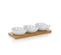 Kela Juego de Cuencos Philipa Porcelana Blanca 4 Piezas 26.0 x 10.0 x 4.5 cm bambú Redondo 12260, 26 x 10 x 4.5 cm