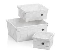 kela Set de 3 cestas de almacenamiento NEO, cestas de plástico reciclado, cesta para estantería lavable, caja de almacenamiento apilable, blanca
