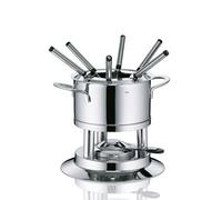 kela Set de fondue de carne de 10 piezas, fondue de acero inoxidable para 6 personas CAILIN, set de fondue con soporte para pastillas combustibles, tenedores y soporte para tenedores