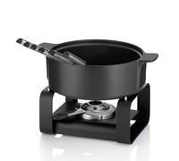 kela Set de fondue de queso de 9 piezas, fondue de cerámica para 6 personas ROMAN, set de fondue de queso con soporte para pasta combustible, tenedores y soporte para tenedores