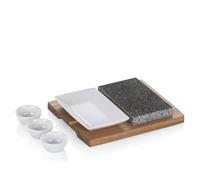 kela Juego de 6 piezas de piedra caliente con bandeja, cuencos y platos, piedra volcánica, tabla para carne, barbacoa de piedra caliente, COUNTRY