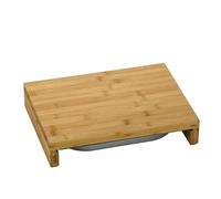 kela tabla de cortar con bandeja de goteo 36 x 27 x 7 cm KENINA, gran tabla de cortar de bambú con recipiente de acero inoxidable integrado, tabla de madera