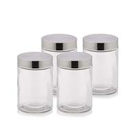 kela Tarros de cristal con tapa BERA, 4 unidades, tarro de cristal 1,2 l, cajas para preparar comidas, juego de tarros de cristal redondos, recipientes de cristal con tapa