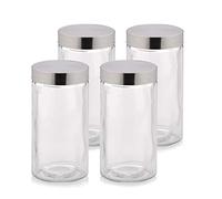 kela Tarros de cristal con tapa BERA, 4 unidades, tarro de cristal de 1,7 l, juego de tarros de cristal redondos, recipientes de cristal con tapa