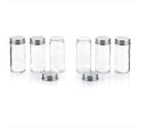 kela Tarros para especias con dosificador, 6 piezas, dosificador fino y grueso, tapa de acero inoxidable, tarro redondo, juego de tarros para especias, FIDELIS