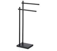kela Toallero de pie de 79 cm, regulable en altura, toallero con 2 barras, DEVIN, metal con recubrimiento en polvo, toallero negro mate
