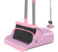 kelamayi Juego de escoba y recogedor para el hogar, oficina, barrido interior y exterior, escoba de pie y recogedor (rosa)
