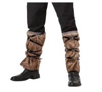 keland Calentadores Vikingos Calentadores Piernas Pelo Sintética Cosplay Accesorio para Mujeres Hombres (Marrón)