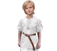 keland Camisa medieval para niños, camisa renacentista, camiseta medieval escocesa Jacobiner Top, z-blanco., 8 años
