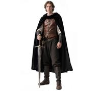 keland Capa con capucha medieval Renaissance con capucha larga de terciopelo para hombre y mujer (negro)