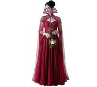 keland Capa Gótica Larga de Tul de Vampiro con Cuello de Encaje para Mujer Halloween (Rojo)