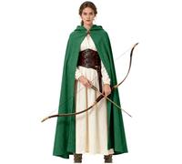 keland Capa medieval de lino Renaissance con capucha para mujer, hombre, Halloween, cosplay (verde)