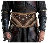 keland Cinturón Armadura de Cuero Vikingo Cinturón Larp Medieval Ancho para Mujeres Hombres (Marrón-2