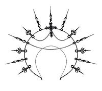 keland Gothic Lolita Sun Halo Corona Diadema Diosa Griega Gótica Tocado para Fiesta de Cumpleaños (W-Negro)