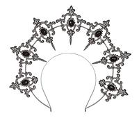 keland Gothic Lolita Sunbrust Halo Corona Diadema Mary Diosa Tocado Tiaras Barrocas Accesorio para el pelo de Halloween (Plateado)