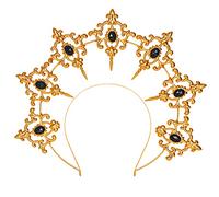 keland Halo Corona Tocado Diosa Griega Virgen Maria Barroco Diadema Tiaras para Fiesta Boda (P-Dorado)